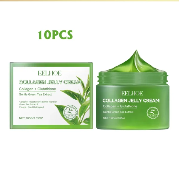 EELHOE Green Tea Collagen Jelly Cream Gentle Moisturizing Facial Soothing Dry Skin Enhance Skin Elasticity Deeply Hydrate Cream - Image 8