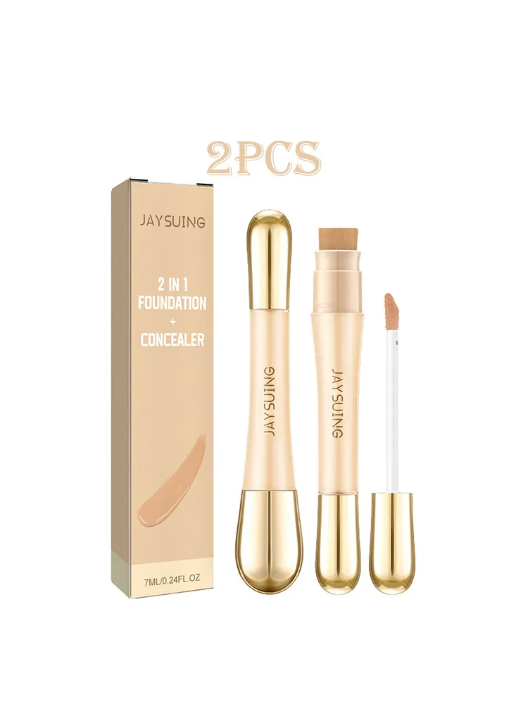Jaysuing 7ml 2in1 Concealer Foundation Makeup Pen Dark Circle Cover Blemish Long-Lasting Concealing Face Brightening Contouring - Image 7