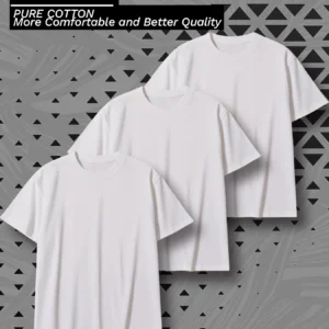 3 Piece White Cotton Short Sleeve Men's T Shirts. Perfect for everyday wear, going to the gym, and perfect for gift giving.