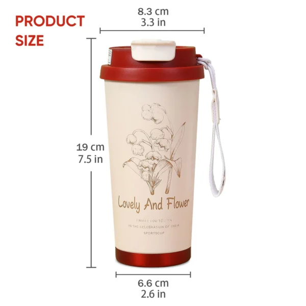 1PCS 17oz Insulated Stainless Steel Tumbler | Vacuum Sealed Travel Coffee Mug | Reusable Thermal Cup With Lid & Paracord Handle| - Image 2