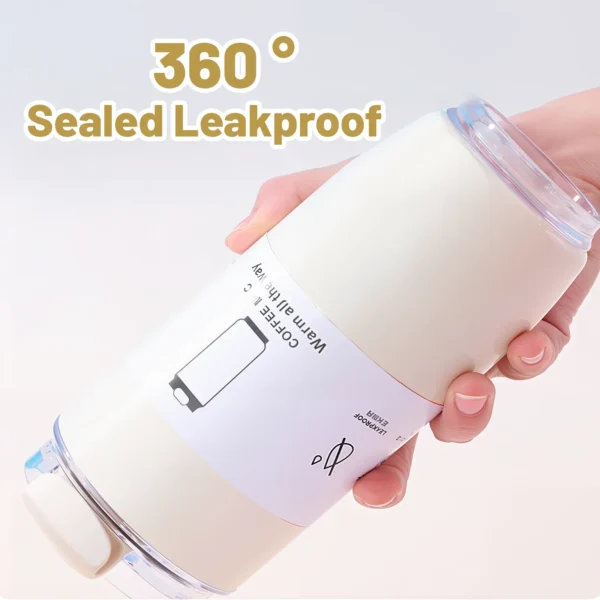 15oz Insulated Stainless Steel Tumbler | Vacuum Sealed Travel Coffee Mug | Reusable Thermal Cup With Lid & Paracord Handle| Leak - Image 4