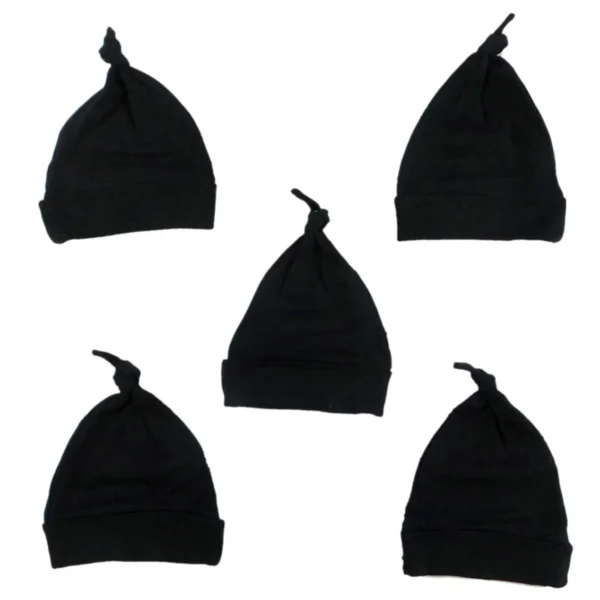 UD_Black Knotted Baby Cap (pack Of 5) 1100-black-5 - Image 3