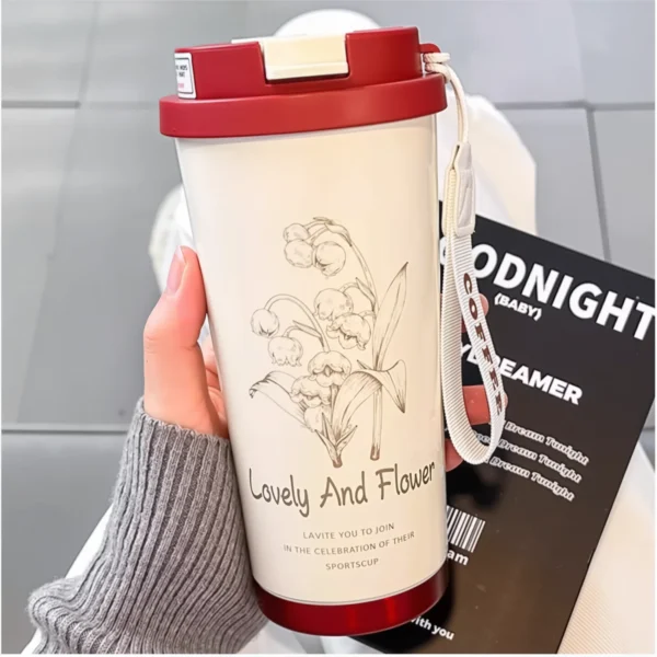 1PCS 17oz Insulated Stainless Steel Tumbler | Vacuum Sealed Travel Coffee Mug | Reusable Thermal Cup With Lid & Paracord Handle| - Image 3