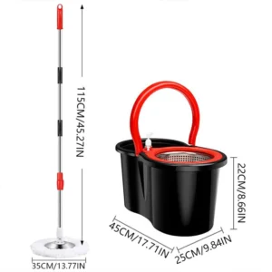 Microfiber Spin Mop and Bucket Cleaning System with 5 Microfiber Mop Replacement Heads