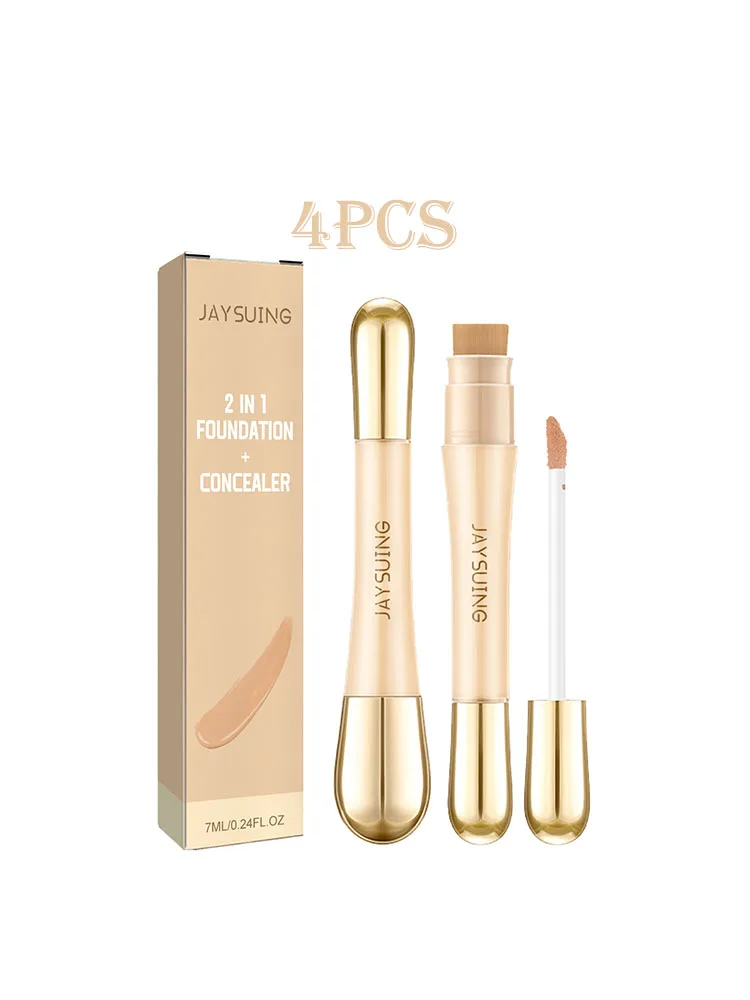 Jaysuing 7ml 2in1 Concealer Foundation Makeup Pen Dark Circle Cover Blemish Long-Lasting Concealing Face Brightening Contouring - Image 8