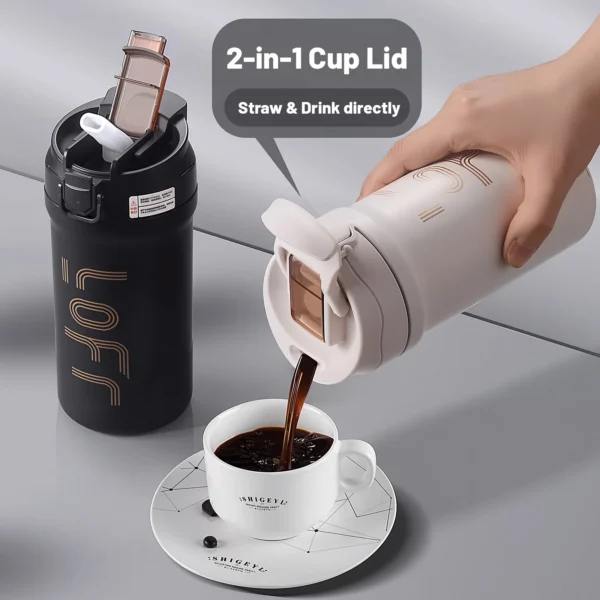 20oz Insulated Stainless Steel Tumbler | Vacuum Sealed Travel Coffee Mug | Reusable Thermal Cup With Lid & Paracord Handle| Leak - Image 4