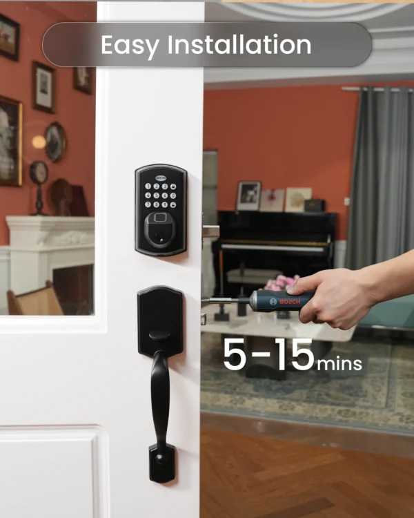 DESLOC Electronic Keypad Door Lock with Handle Set,Keyless Entry Smart Lock for Front Door,Electronic Deadbolt,12 Months Battery - Image 4