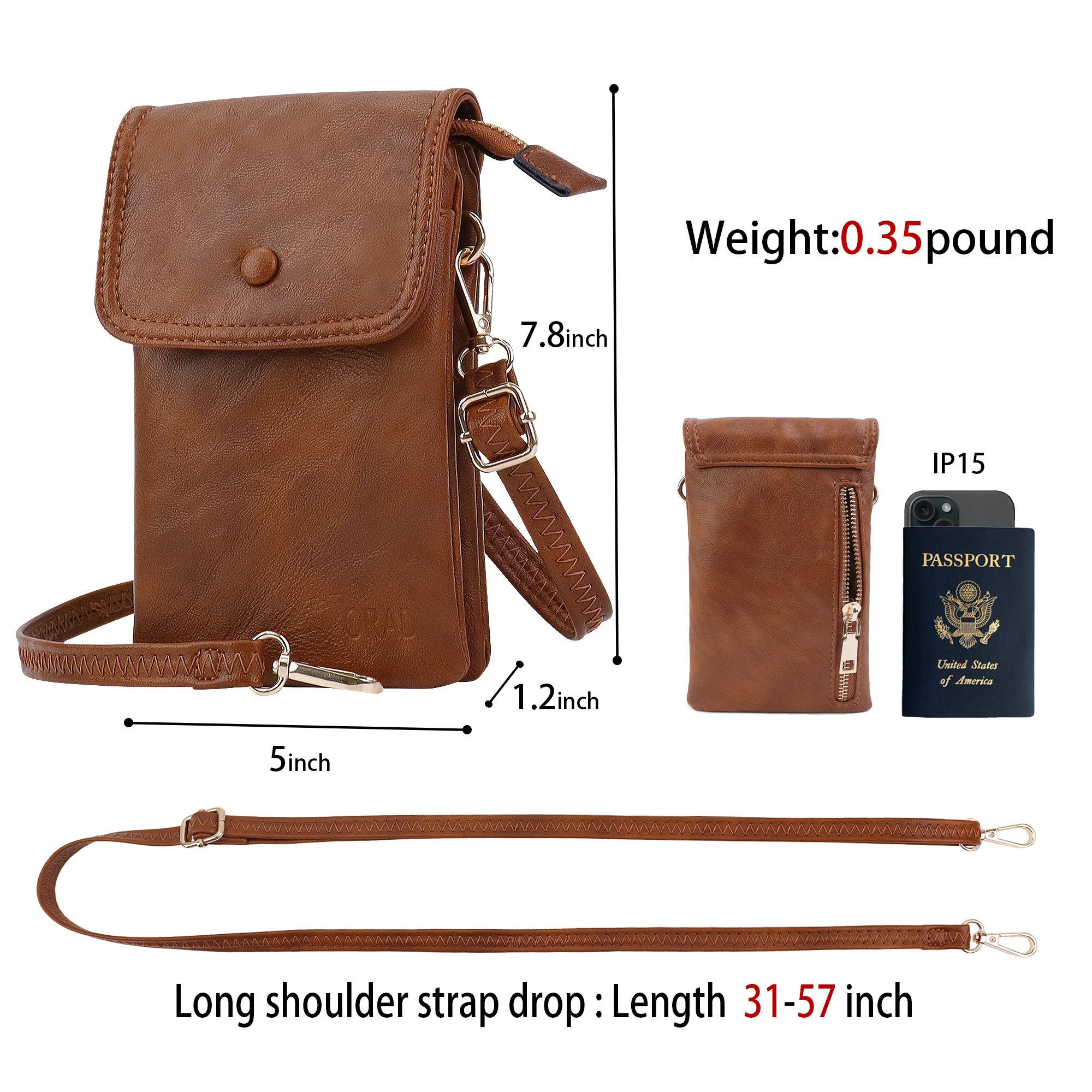 Small Crossbody Bags for Women Leather Cell Phone Bag Wallet Purses Adjustable Strap with Credit Card Slots Crossbody Purses - Image 4