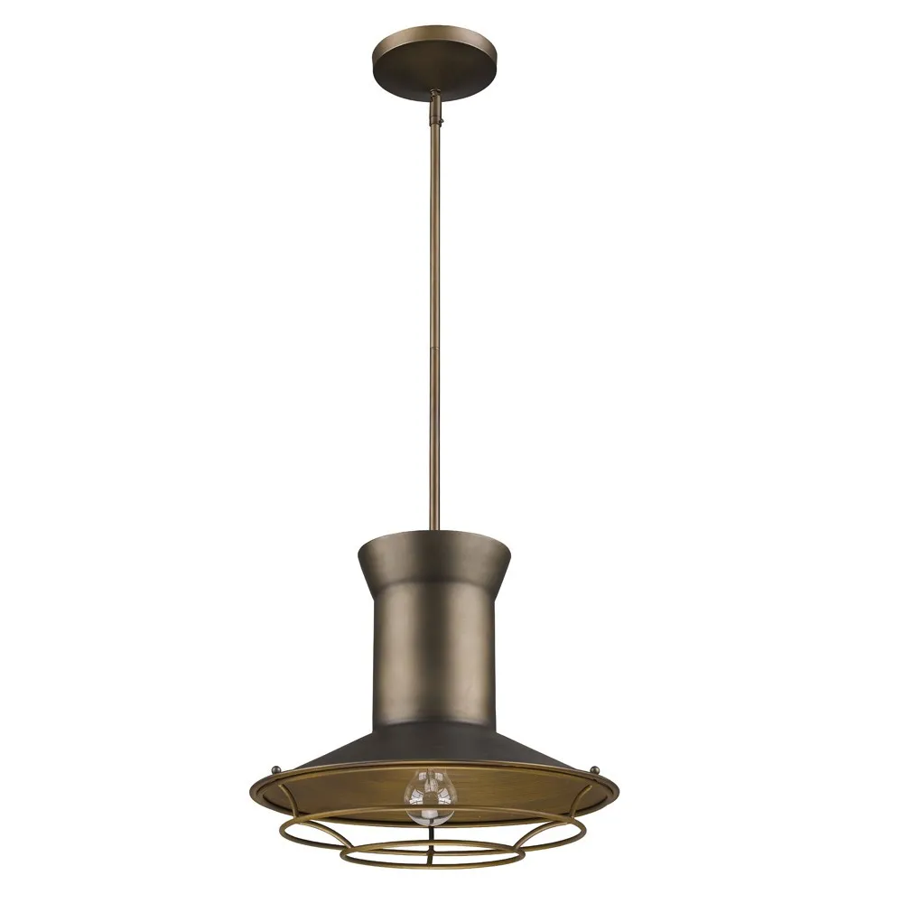 HMS Newport 1-Light Tin Coated Pendant with Raw Brass Interior Shade and Louver Decorative Lamp - Image 3