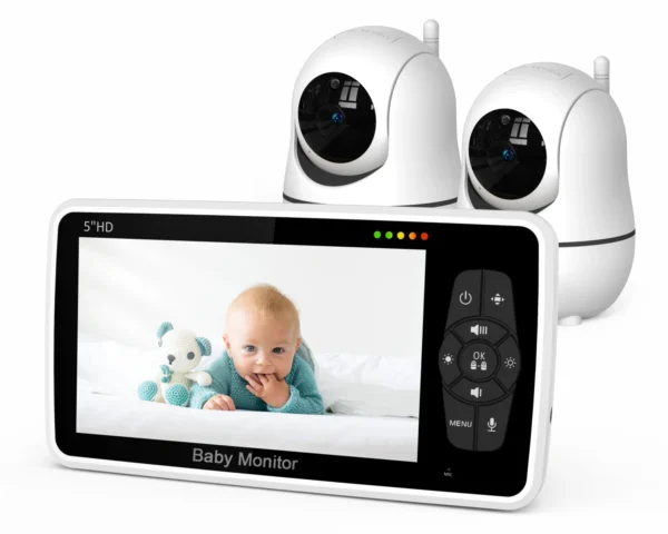 5'' 720P HD Smart Baby Monitor with Two Cameras Baby Phone Pan Tilt Baby Camera with Video Monitor Two Cameras SM50(1+2) - Image 5