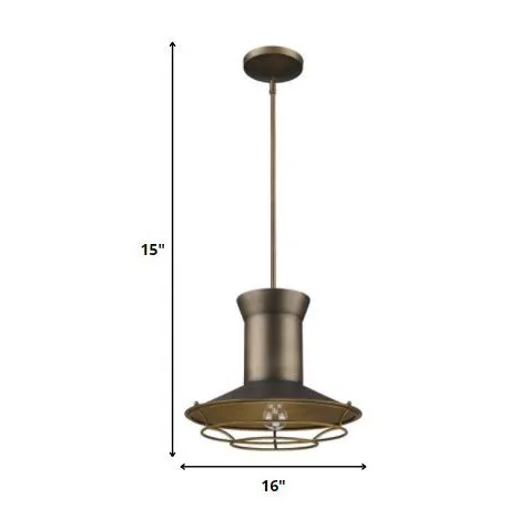 HMS Newport 1-Light Tin Coated Pendant with Raw Brass Interior Shade and Louver Decorative Lamp - Image 6