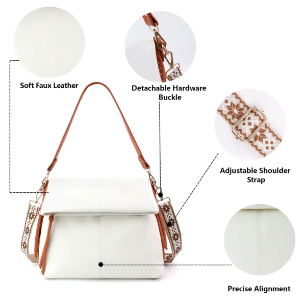 USA Delivery Large Hobo Crossbody Bags for Women Vegan Leather Crossbody Purse Womens Shoulder Bag with Multiple Zippers - Image 3