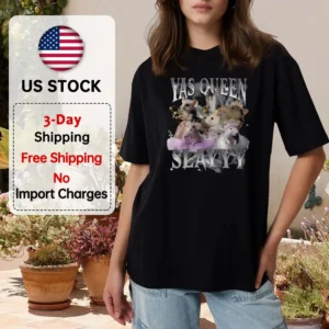 Women's Graphic T-Shirt, Yass Queen Slayyy Rats Tee, Short Sleeve Cotton Top for Women & Teens