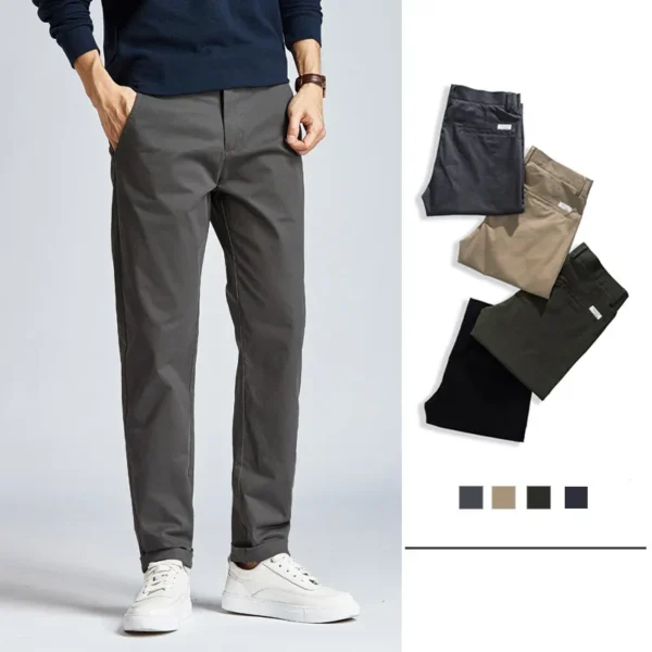 2022 Most Popular Straight Casual Cotton Solid Color Chino Men Pants - Image 2
