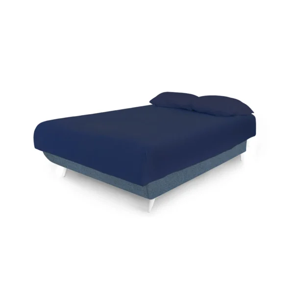 HMS Blue Upholstered Polyester Bed with Full Adjustable Frame and Mattress Comfortable Jeans Blue Up-Holstered Beds - Image 4