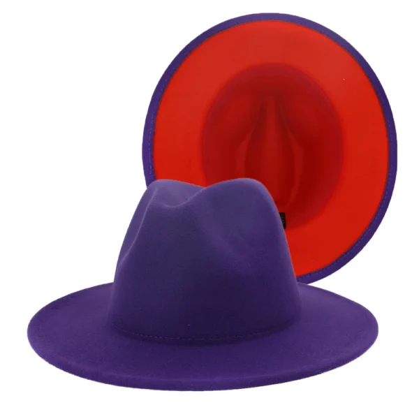 Fedora Hats Women Wholesale 2022 New Designer Fadora Hat Womens Wool Wide Brim Fedora 2 Two Tone Hats Men and Women - Image 3