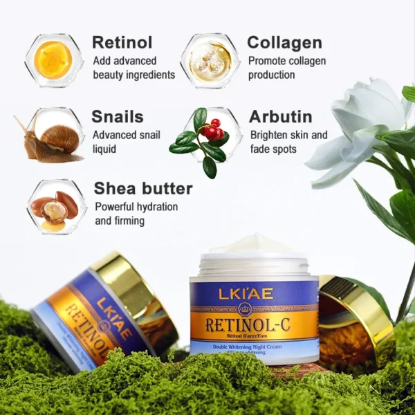Private Label Regular Size 50g Retinol Moisturizer Cream Whitening Cream with Niacinamide and Collagen for Black Skin - Image 2