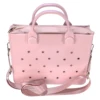 Perforated Colorful Reusable EVA Handbag Pink Women's Large Tote Bags for Women & Girl with Shoulder Strap for Beach & College - Image 13