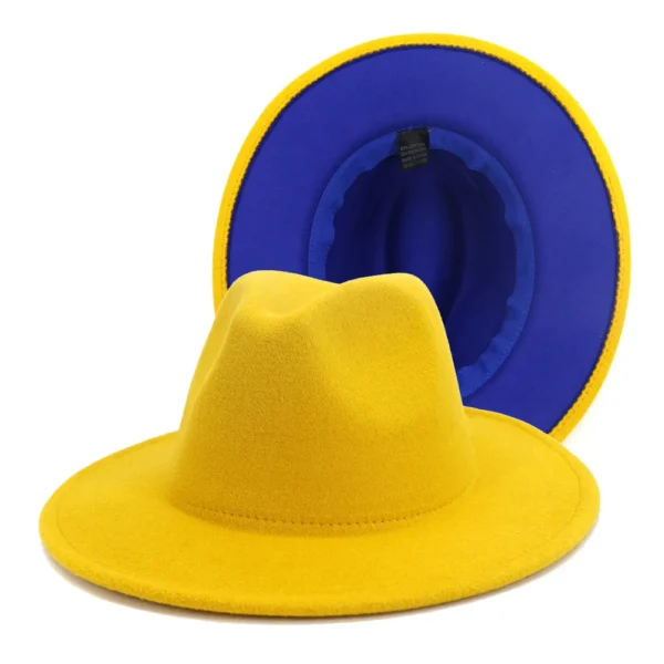 Fedora Hats Women Wholesale 2022 New Designer Fadora Hat Womens Wool Wide Brim Fedora 2 Two Tone Hats Men and Women - Image 4