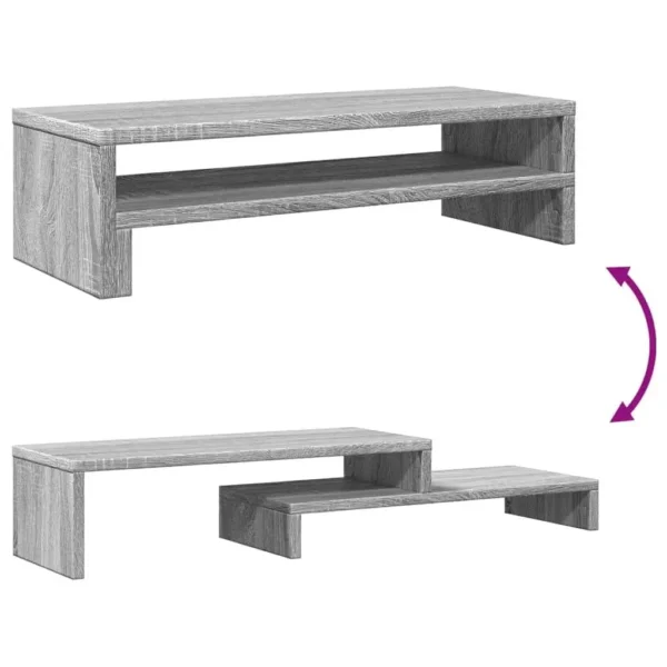 W2B VidaXL Sonoma Grey Engineered Wood Monitor Stand 21.3x8.7x5.9" Elegant Laptop Stand - Image 6