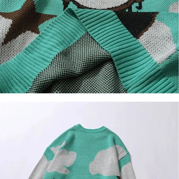Vintage Cartoon Anime Knitted Sweater Men Winter Oversized Men's Rock Hip Hop Rap Pullover Women Jumper Ugly Sweater - Image 3