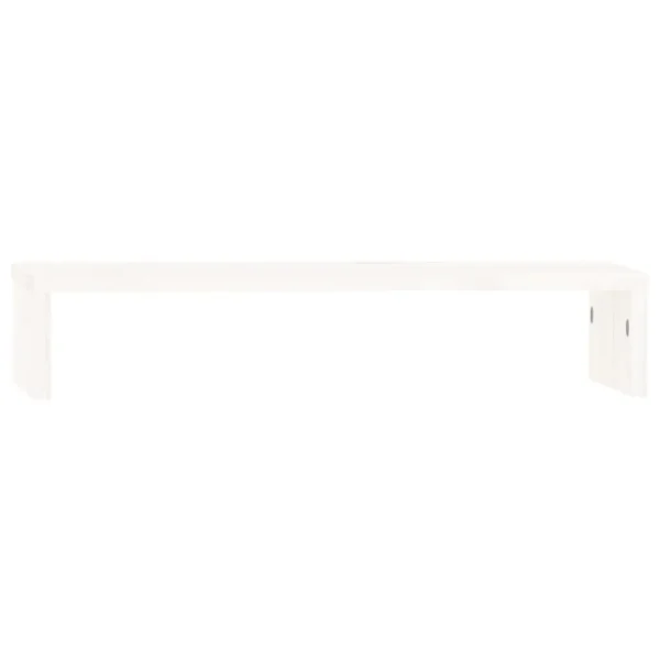 W2B VidaXL Solid Wood Pine Monitor Stand White 19.7x10.6x3.9" Durable Laptop Stand