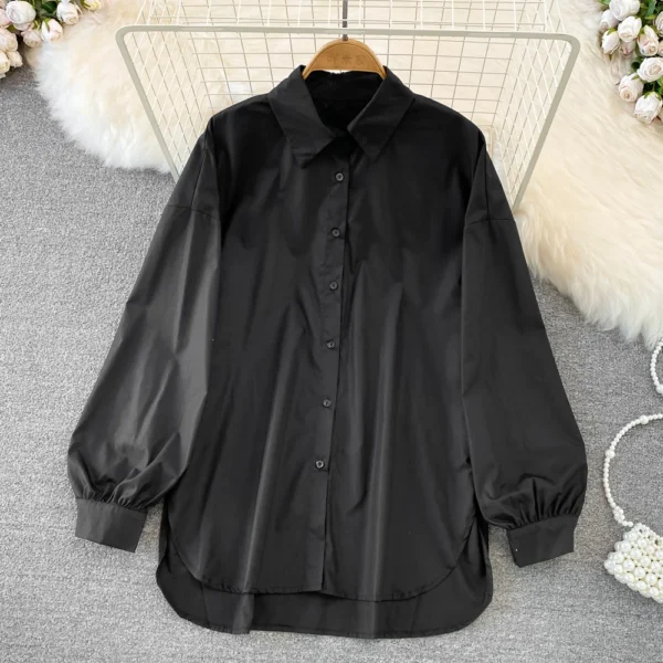Women Shirt Woman ANSZNTK Spring Autumn ANSZKTN Loose Long-Sleeved Asymmetric Blouse Shirt - Image 6