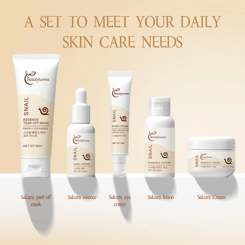 Mini Five-piece Skincare Set - Containing Snail Extract Moisturizing Non-greasy Hydrating the Skin for All Skin Types - Image 5