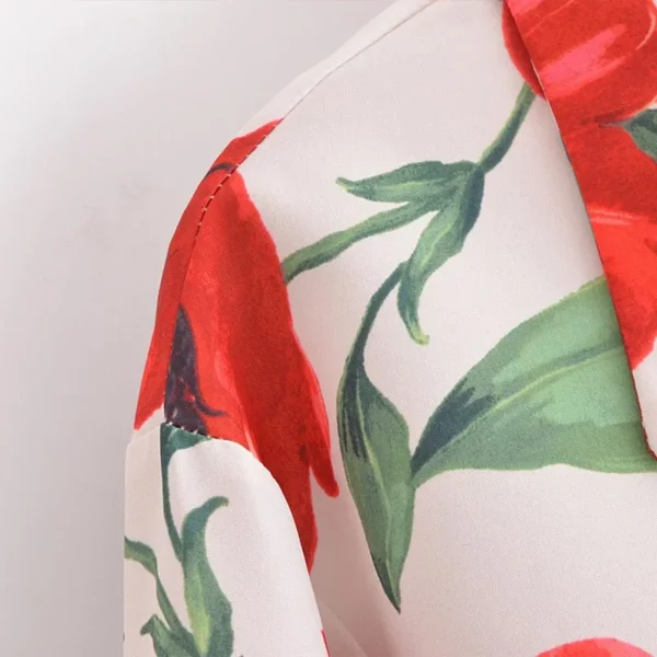 ZATRHMBM Womens 2024 Fall Fashion Print Design Shirt Vintage Casual Elegant Long Sleeve Lapel Slim Fit Women Shirt - Image 6