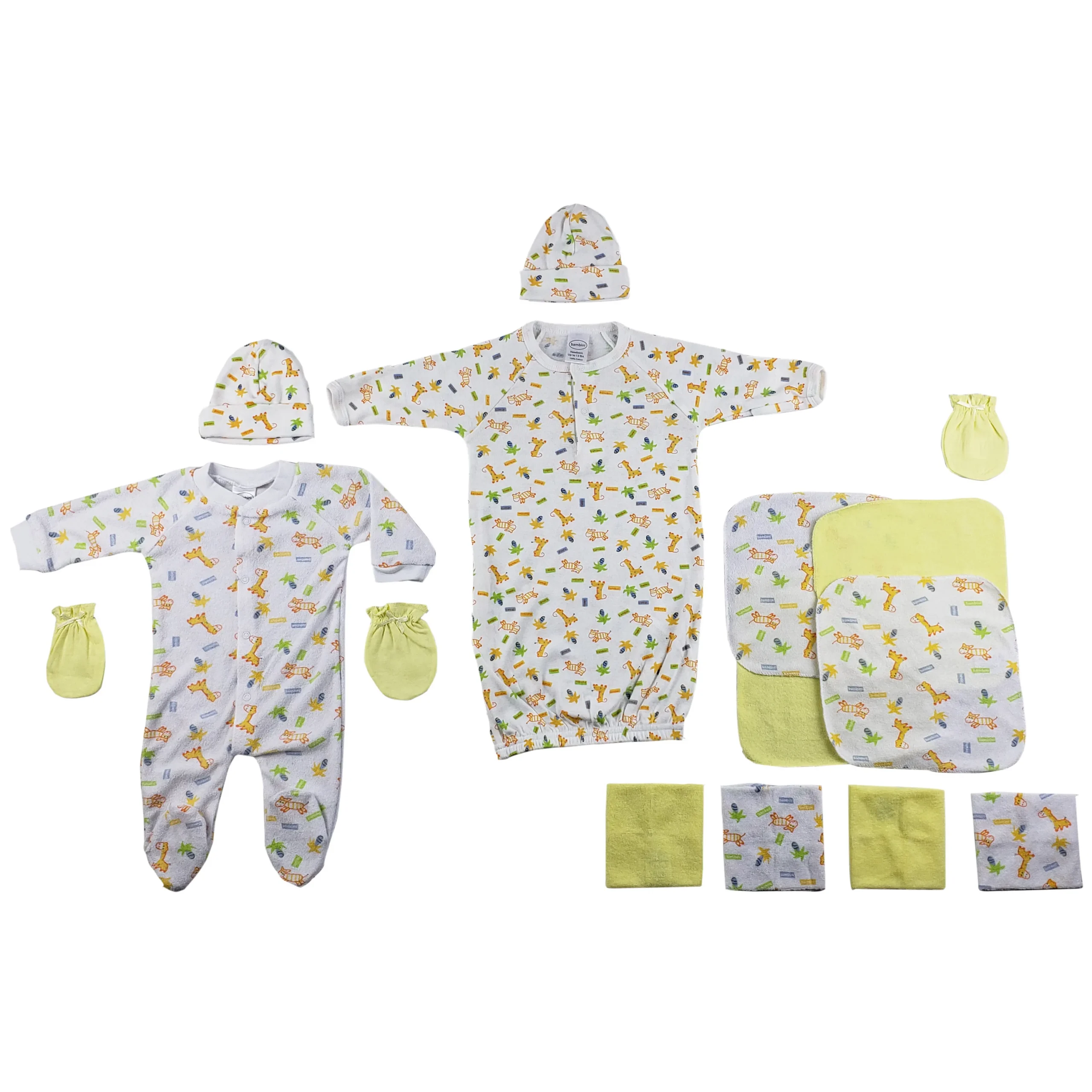 UD2 14-Piece Set Baby Clothing Sleep-n-Play Gown Caps Mittens Washcloths-Cs_0038