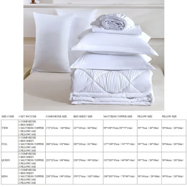 Premium 7-Piece King Bedding Set Durable Polyester Includes Mattress Topper Pillowcases Flat Sheet for Relaxation Simple - Image 2