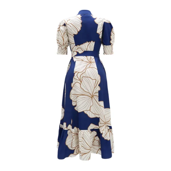 Y10356 Latest Design Summer Shirt Dresses Women Casual Irregular High Waist Cardigan Printed Long Dress Women Maxi Dress - Image 4