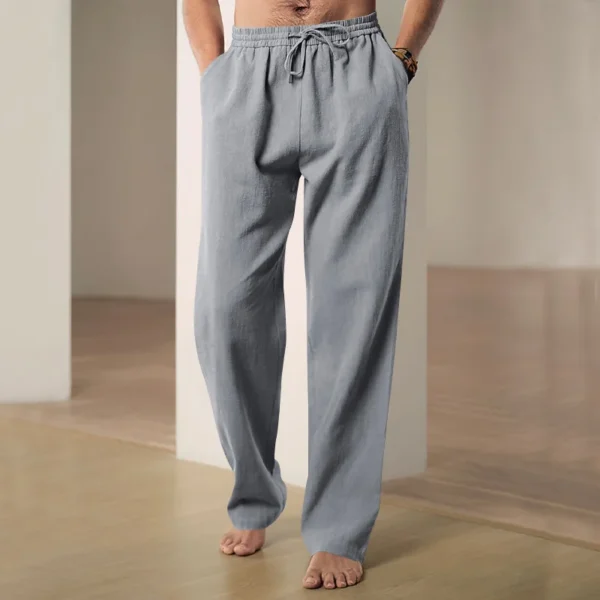 Men Pants Fashion Soft Drawstring Straight Pants Elastic Waist Casual Trousers Breathable Solid Color Jogging Pant - Image 6