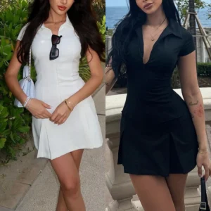 YD4516314R Short Sleeve Casual Shirt Style Lapel Neck Mini Dress Women Summer Clothing Boutique Unique Elegant Dresses