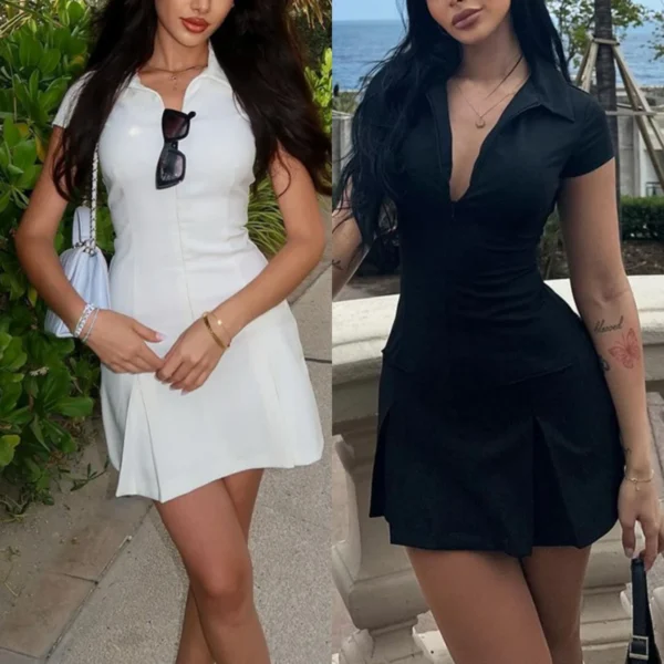 YD4516314R Short Sleeve Casual Shirt Style Lapel Neck Mini Dress Women Summer Clothing Boutique Unique Elegant Dresses