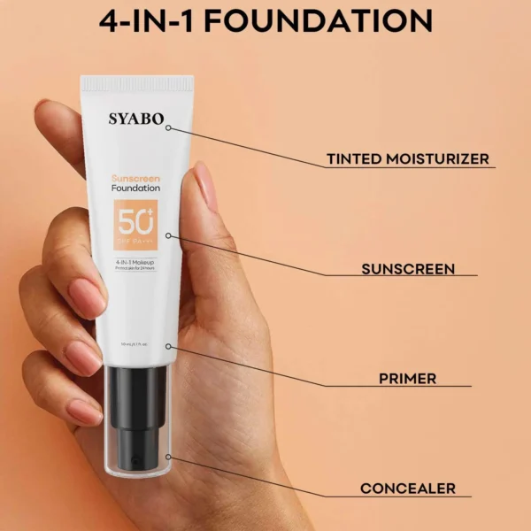 Makeup Foundation, 4-In-1 Foundation - Broad Spectrum SPF 50+ Sunscreen & Tinted Moisturizer & Concealer & Lightweight Flawless - Image 6
