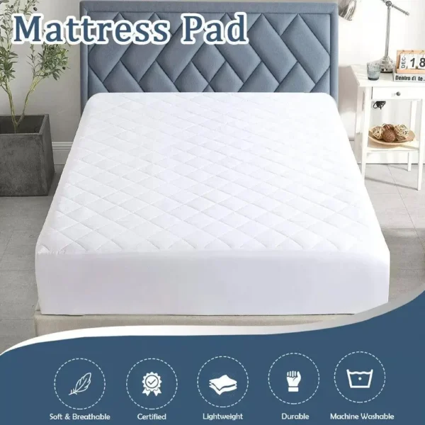 Mattress Pad Quilted Cooling Mattress Topper Cover Breathable Filled T F Q King - Image 3