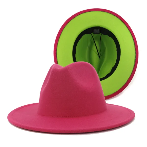 Fedora Hats Women Wholesale 2022 New Designer Fadora Hat Womens Wool Wide Brim Fedora 2 Two Tone Hats Men and Women - Image 6