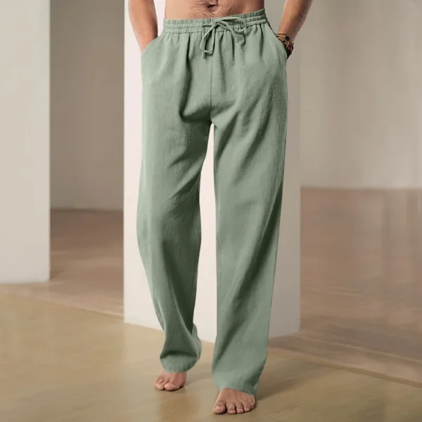 Men Pants Fashion Soft Drawstring Straight Pants Elastic Waist Casual Trousers Breathable Solid Color Jogging Pant - Image 5
