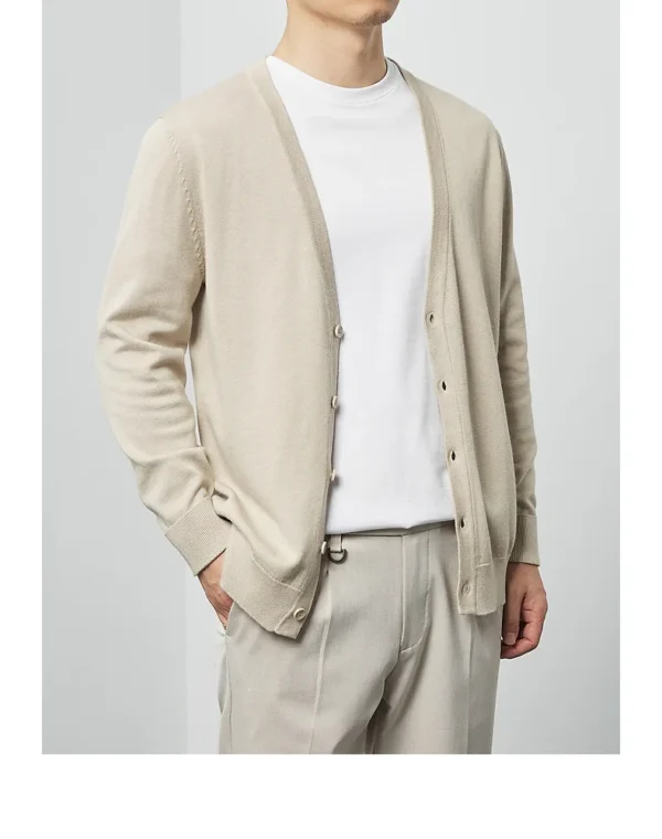 2024 Fashion Men's Knitted Cardigan Rib HemThick Sweater With Button Long Sleeve Custom Logo Oversize Knit Cardigan Sweater Men - Image 2