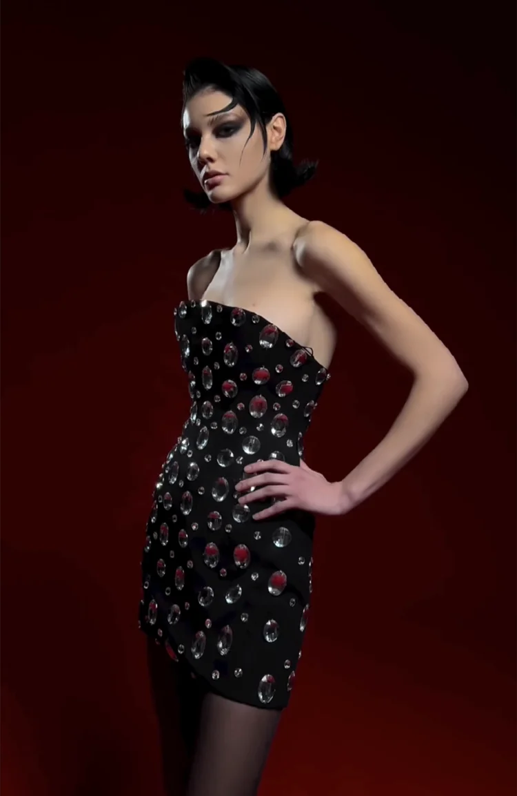 SB2854 New Arrival Female Elegant Fashion Women Clothing Crystal Dress Women Rhinestone Elegant Bandage Dress - Image 2