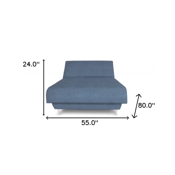 HMS Blue Upholstered Polyester Bed with Full Adjustable Frame and Mattress Comfortable Jeans Blue Up-Holstered Beds - Image 5