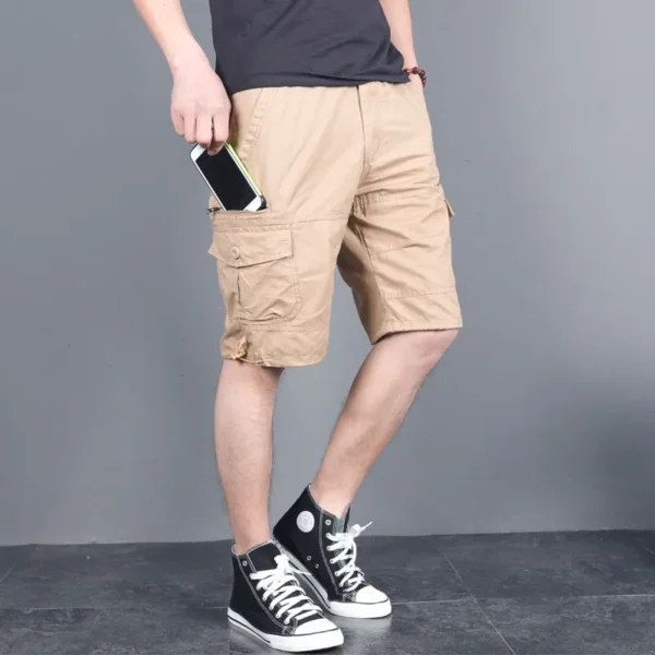 Hot Sale Outdoor Hiking Cotton Oversize Cargo Shorts Men Streetwear Casual Straight Multi Pocket Cargo Pants Shorts Men - Image 4