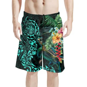 2025 Custom Pattern Polynesian Sea Turtles Hawaii Print Wholesale Blue Beach Pants Waist Plus Size Summer Shorts Men Short Pant