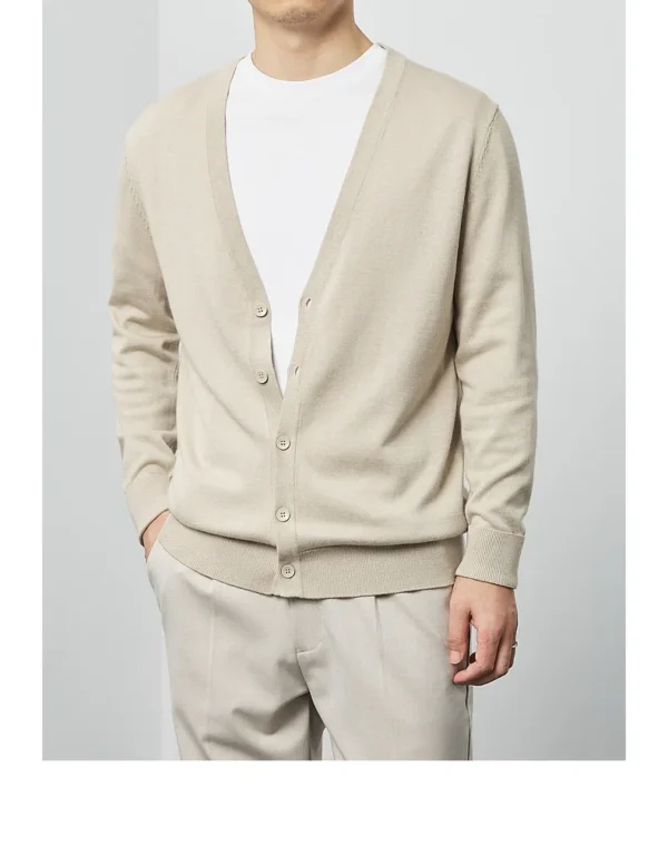 2024 Fashion Men's Knitted Cardigan Rib HemThick Sweater With Button Long Sleeve Custom Logo Oversize Knit Cardigan Sweater Men