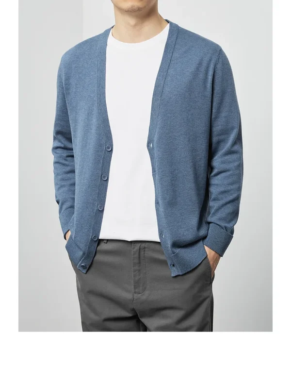 2024 Fashion Men's Knitted Cardigan Rib HemThick Sweater With Button Long Sleeve Custom Logo Oversize Knit Cardigan Sweater Men - Image 5