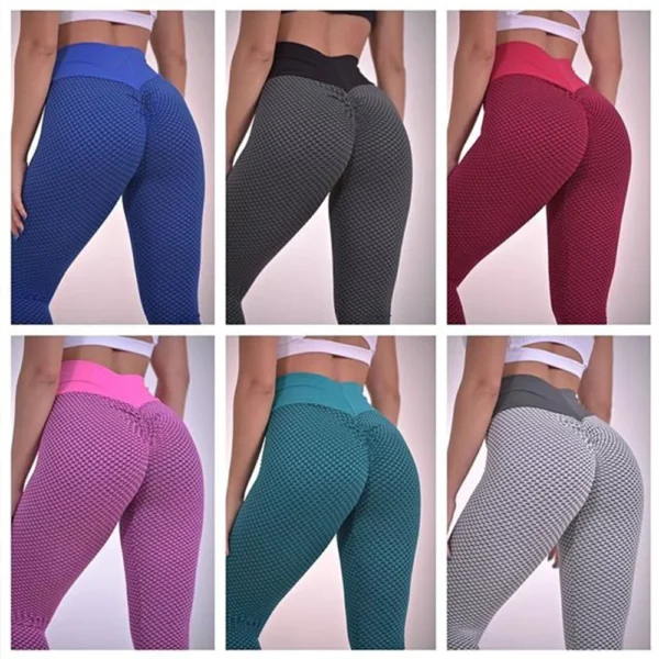 FCJ Women's Sports Fitness Yoga Pants Hip Lifting Waist Leggings - Image 4
