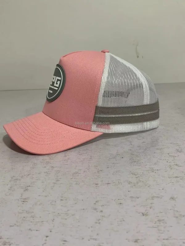 Low Moq High Quality Cotton Caps and Hats Men Custom Embroidery 5 Panel Trucker Cap and Hat with Gauze/Mesh - Image 3