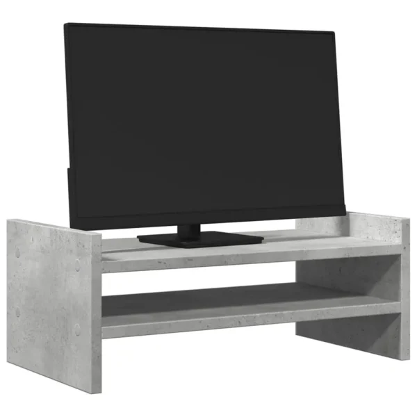 W2B VidaXL 19.7x10.6x7.9'' Engineered Wood Laptop Stand Concrete Grey Monitor Stand - Image 2