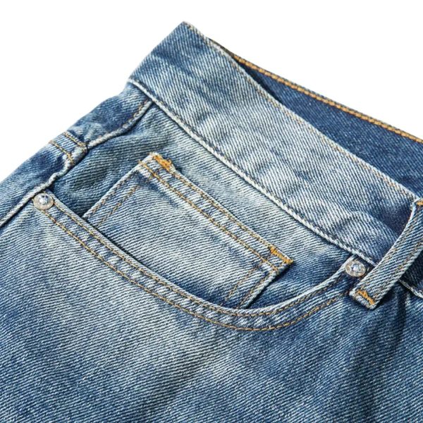 High Quality Summer Blue Raw Edges Hem Denim Shorts Men Jean Shorts Casual Clean Fit Baggy Jorts - Image 3